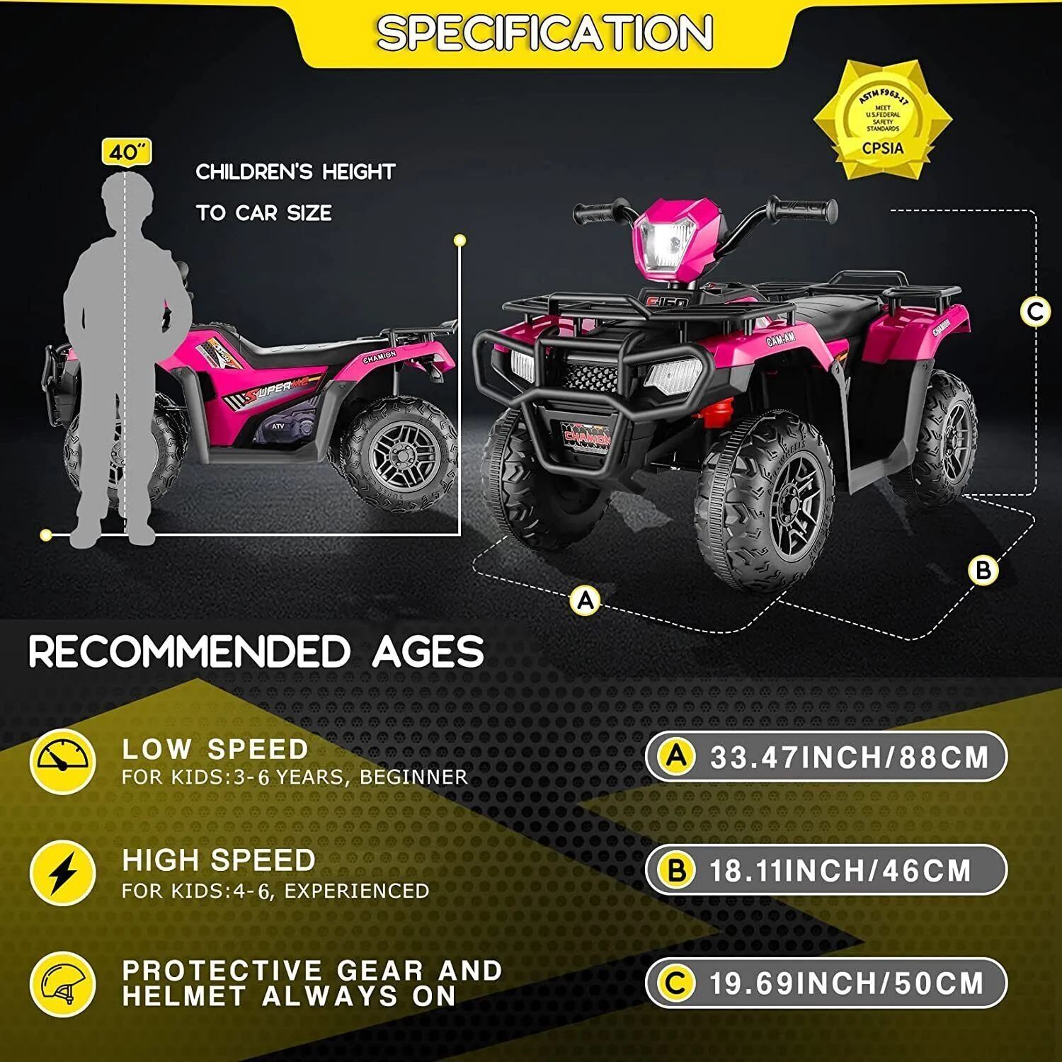 Electric 4-Wheeler ATV Quad for Kids with LED Lights, USB and MP3 Player - Suitable for Boys and Girls Aged 4 and Up - Image 34