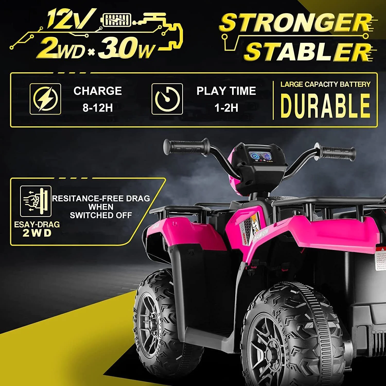 Electric 4-Wheeler ATV Quad for Kids with LED Lights, USB and MP3 Player - Suitable for Boys and Girls Aged 4 and Up - Image 37
