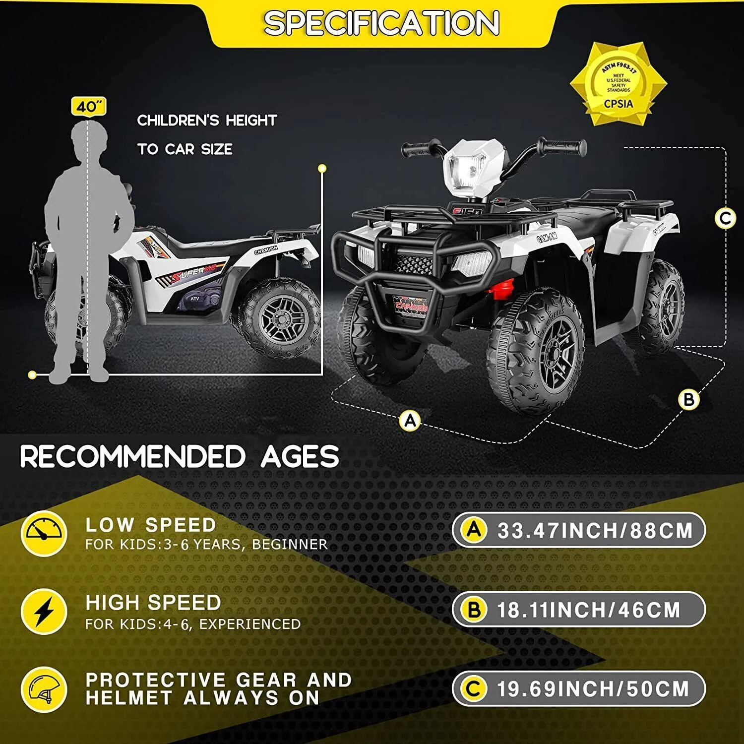 Electric 4-Wheeler ATV Quad for Kids with LED Lights, USB and MP3 Player - Suitable for Boys and Girls Aged 4 and Up - Image 42