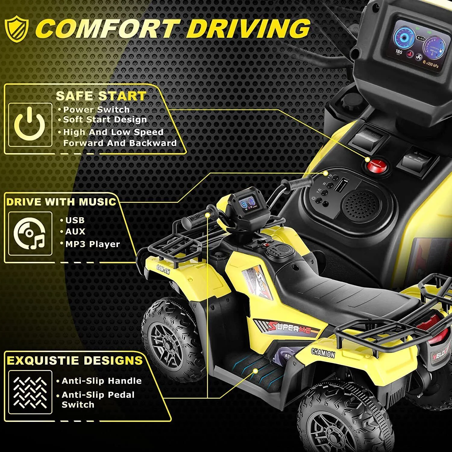 Electric 4-Wheeler ATV Quad for Kids with LED Lights, USB and MP3 Player - Suitable for Boys and Girls Aged 4 and Up - Image 47