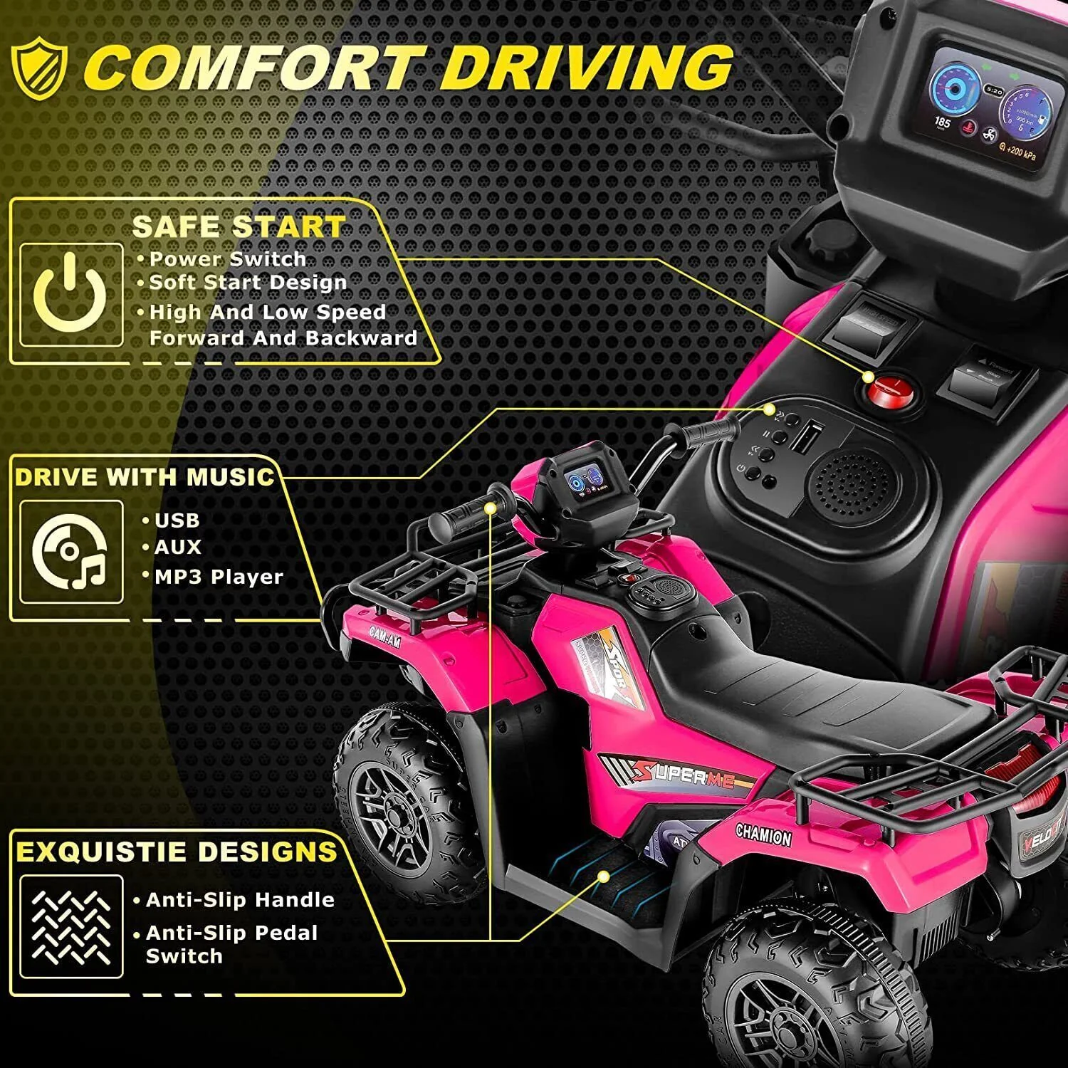 Electric 4-Wheeler ATV Quad for Kids with LED Lights, USB and MP3 Player - Suitable for Boys and Girls Ages 3-8 - Image 43