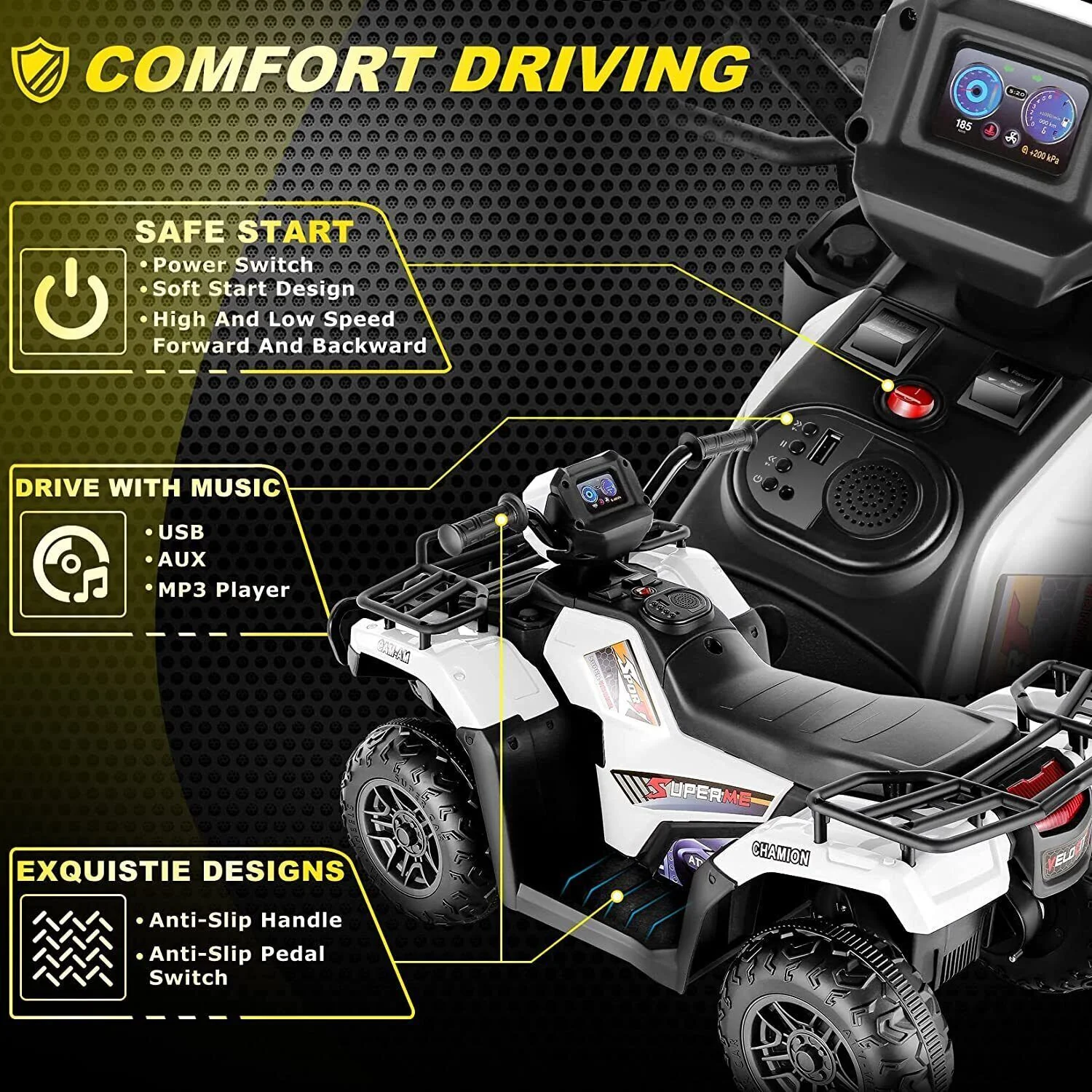 Electric 4-Wheeler ATV Quad for Kids with LED Lights, USB and MP3 Player - Suitable for Boys and Girls Ages 3-8 - Image 51