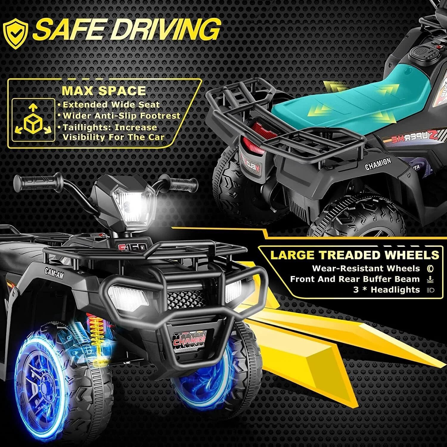 Electric 4-Wheeler ATV Quad for Kids with LED Lights, USB and MP3 Player - Suitable for Girls and Boys (12V) - Image 7