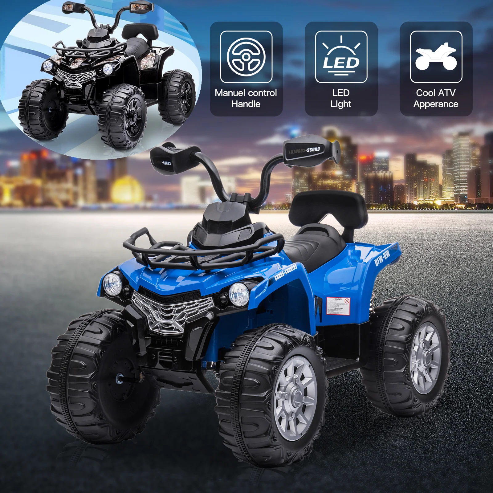 Electric 4-Wheeler ATV Quad Ride On Car for Kids with LED Lights, Music, and USB - Image 2