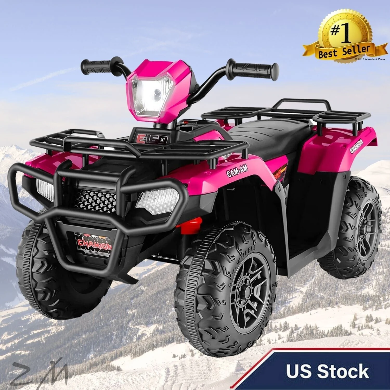 Electric 4-Wheeler Quad for Kids with MP3 and Headlights - 2 Speeds, Pink - Image 3