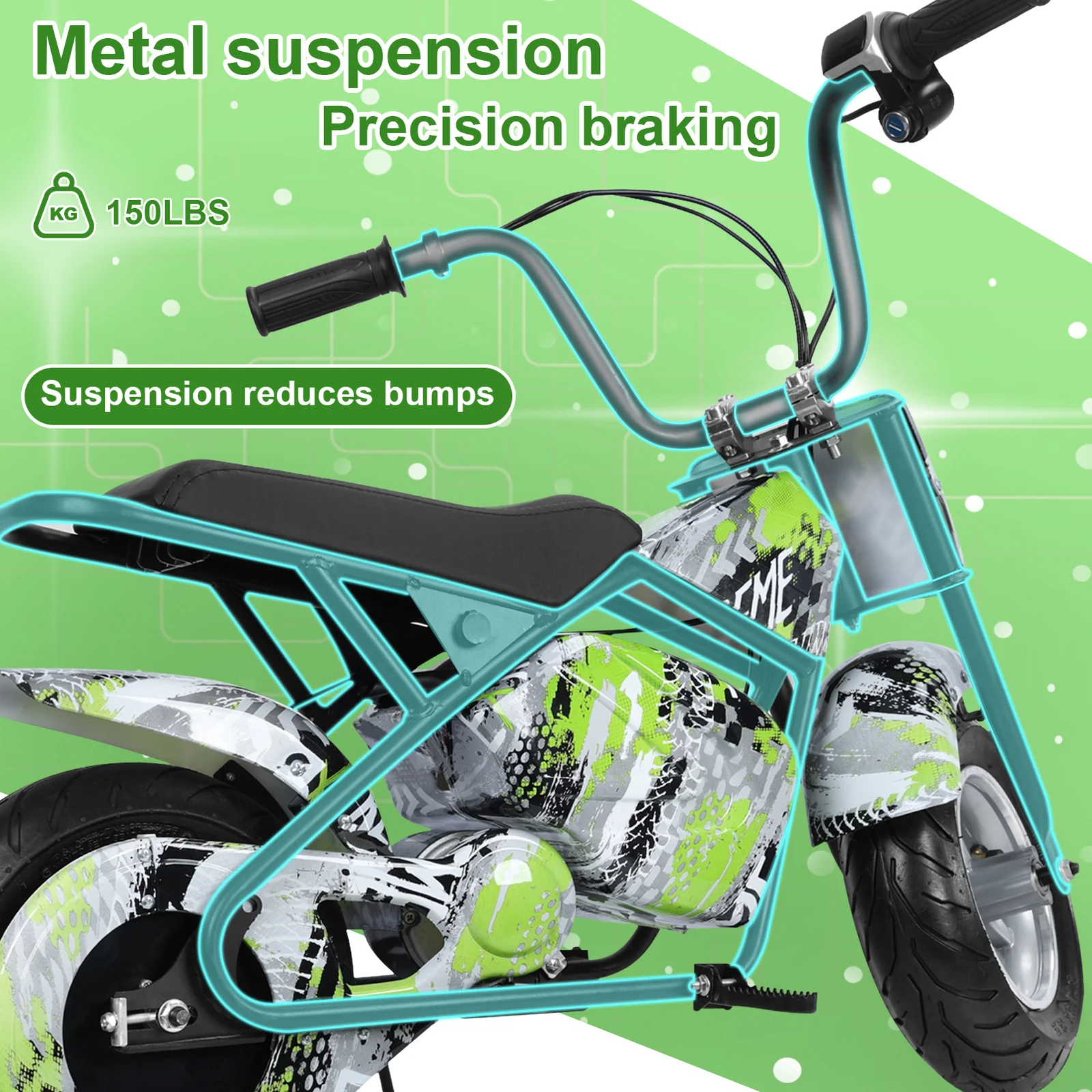 Electric Dirt Bike for Kids with Powerful Motor and 150lbs Capacity, 13.67 MPH Speed - Image 8