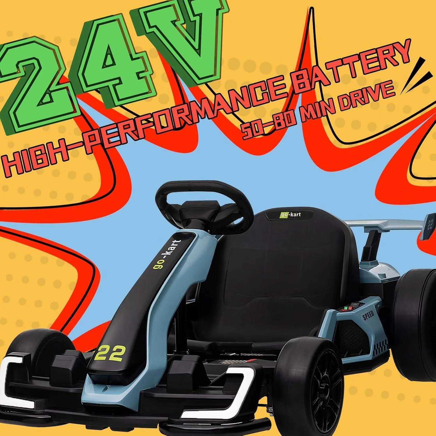 Electric Drift Kart with Adjustable Seat 24V Outdoor Ride-On Toy with 4 Speed Modes - Image 19
