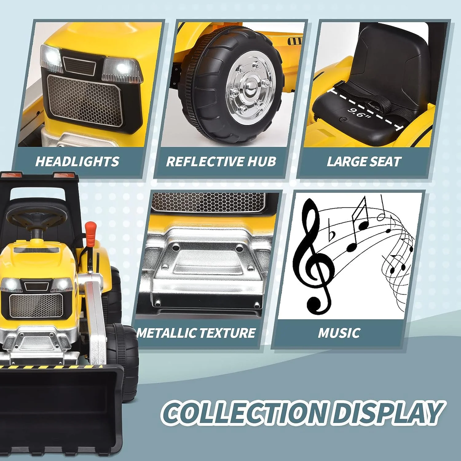 Electric Excavator Tractor Ride-On Car for Kids - 12V Battery Powered Motorized Vehicle - Image 7