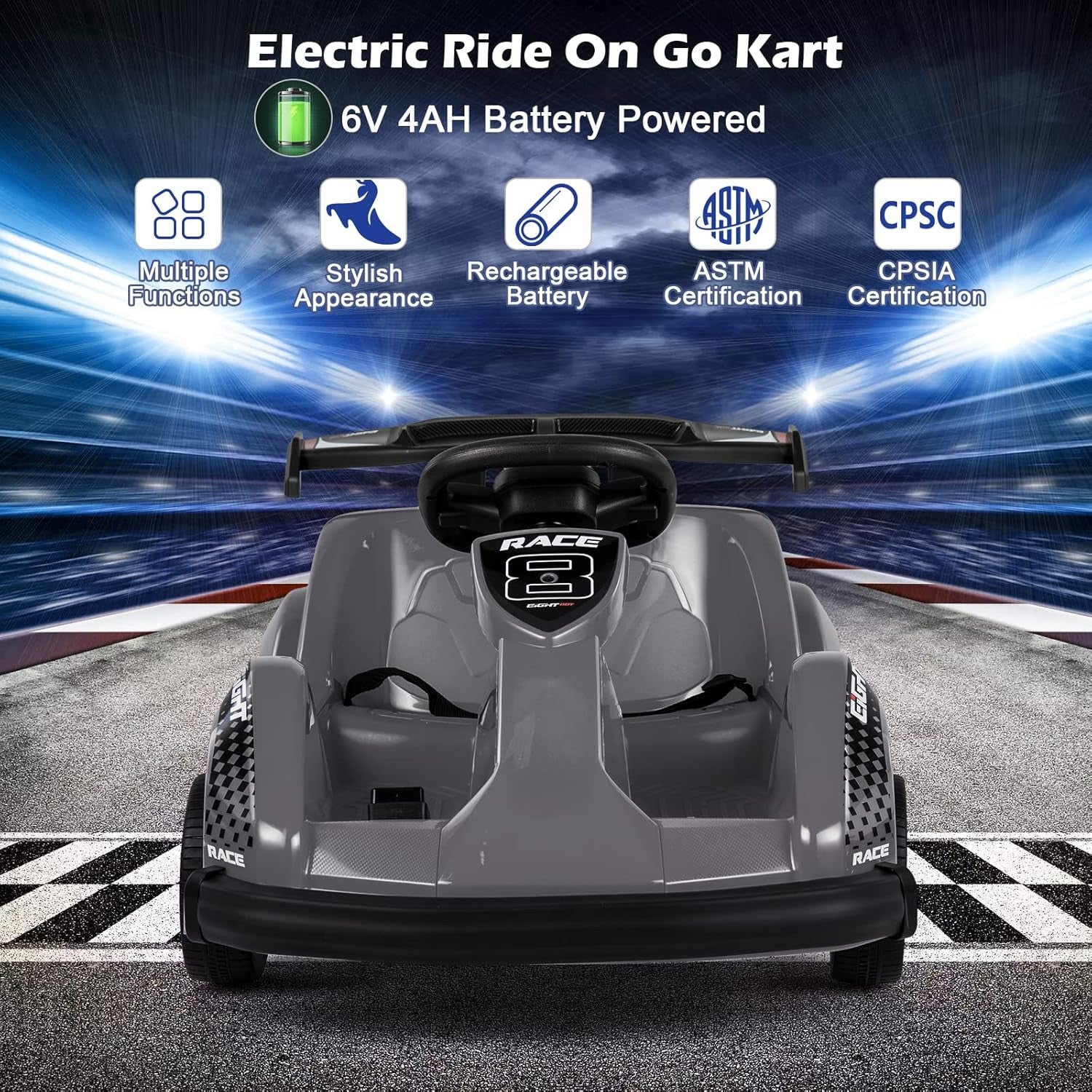 Electric 6V Battery Ride-On Racing Go-Kart with Remote Control and Safety Features - Image 8