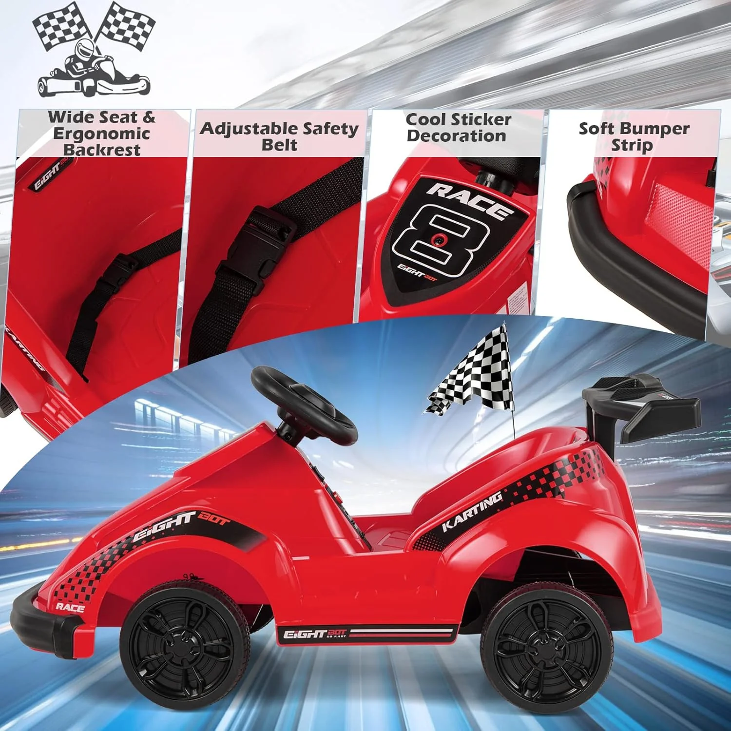 6V Electric Ride-On Racing Go-Kart with Remote Control and Safety Features - Image 6