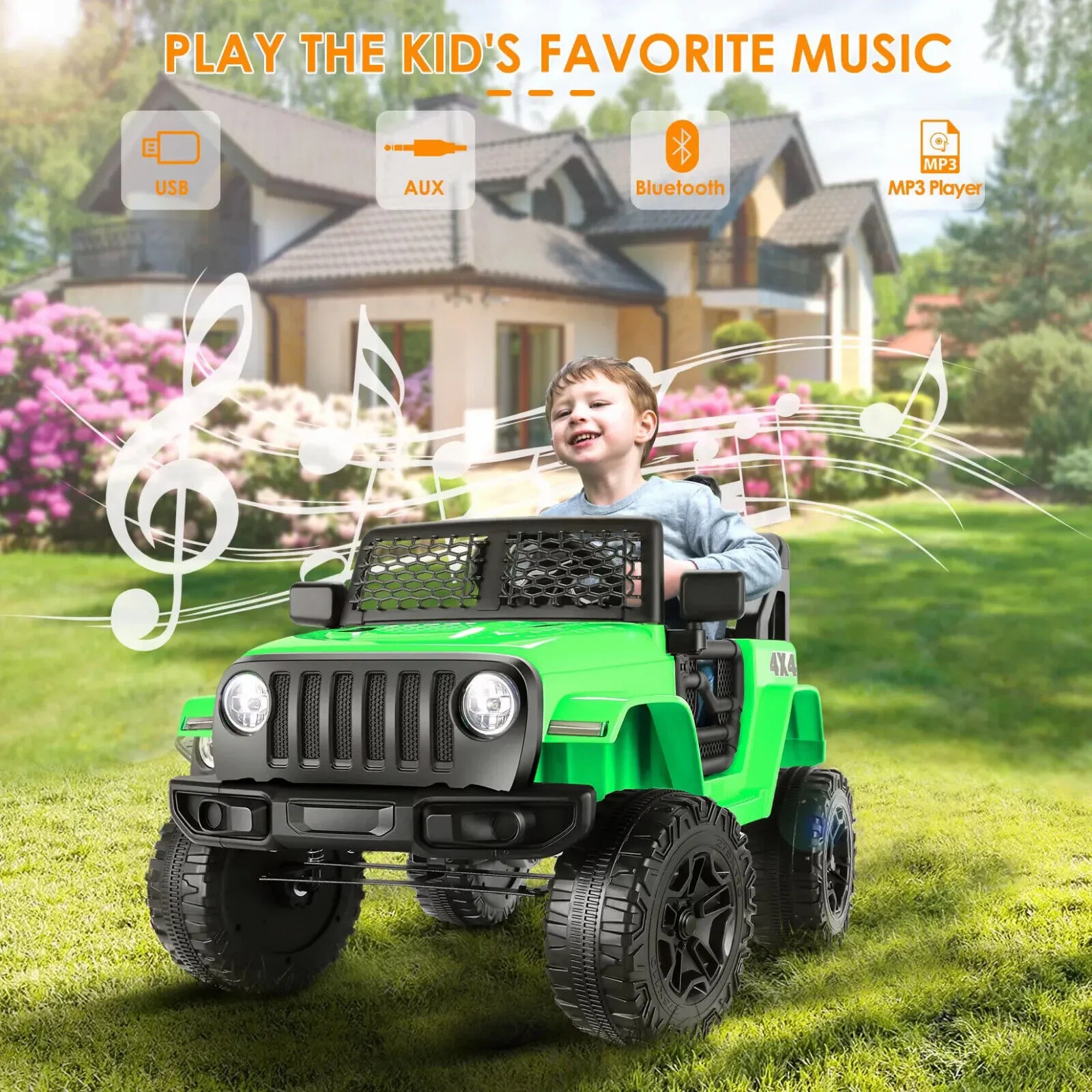 Electric Jeep Toy Car with 3 Speeds, Music, RC, USB, and Bluetooth - Perfect for Kids! - Image 19