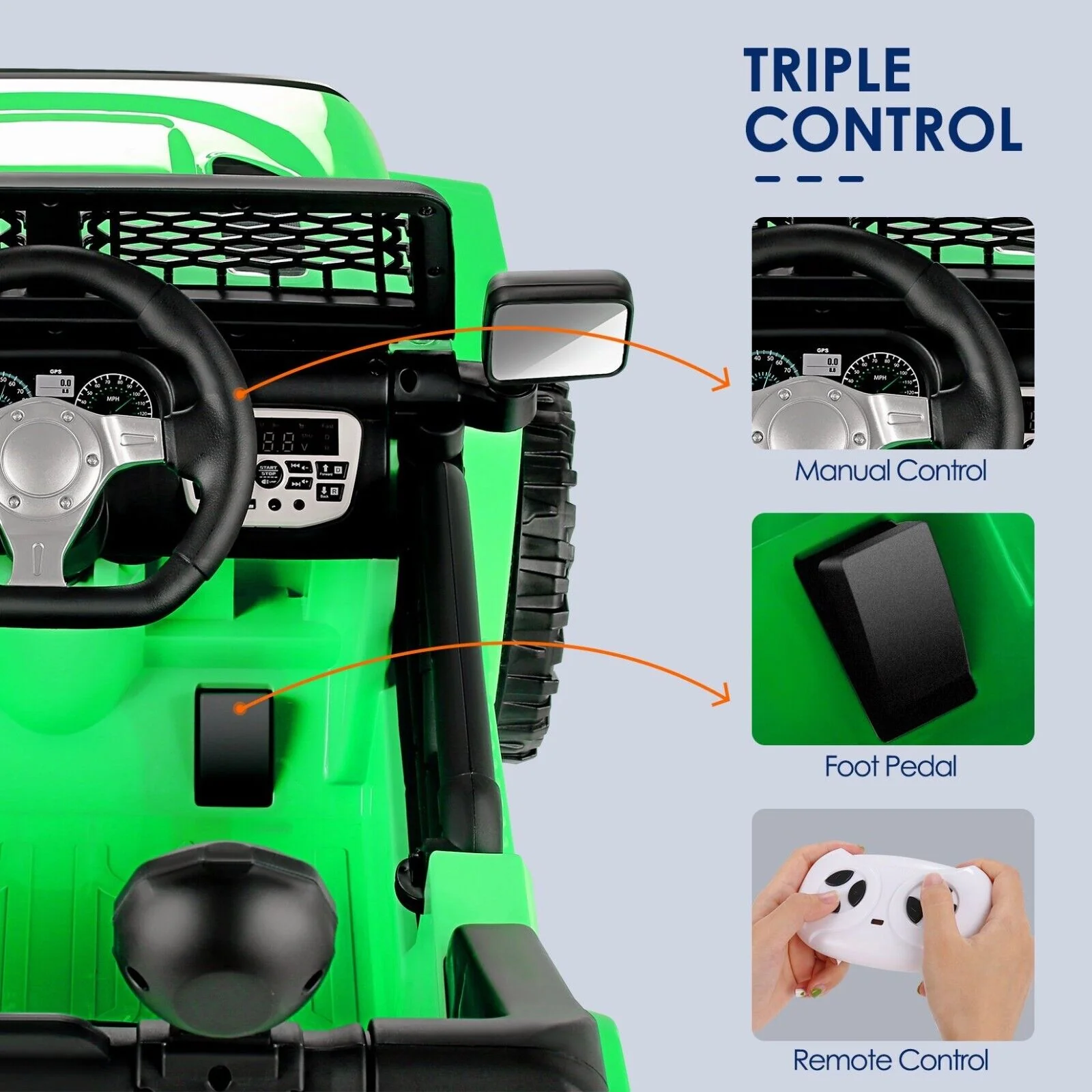Electric Jeep Toy Car with 3 Speeds, Music, RC, USB, and Bluetooth - Perfect for Kids! - Image 23