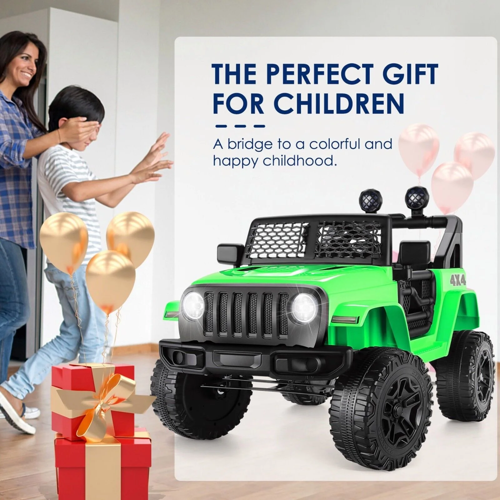 Electric Jeep Toy Car with 3 Speeds, Music, RC, USB, and Bluetooth - Perfect for Kids! - Image 26