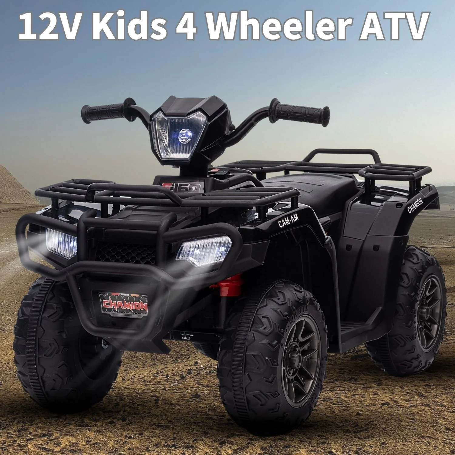 Electric Kids ATV Ride On Car with Music, LED Lights, and USB - Black Quad 4-Wheeler - Image 5