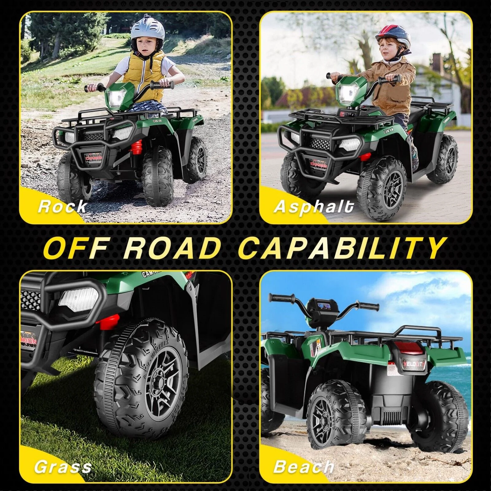 Electric Kids ATV Ride On Car with Music, LED Lights, and USB - Black Quad 4-Wheeler - Image 64