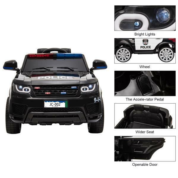 Electric Kids Police SUV Ride-On Car with Remote Control, LED Lights, Music, and Horn - Image 5