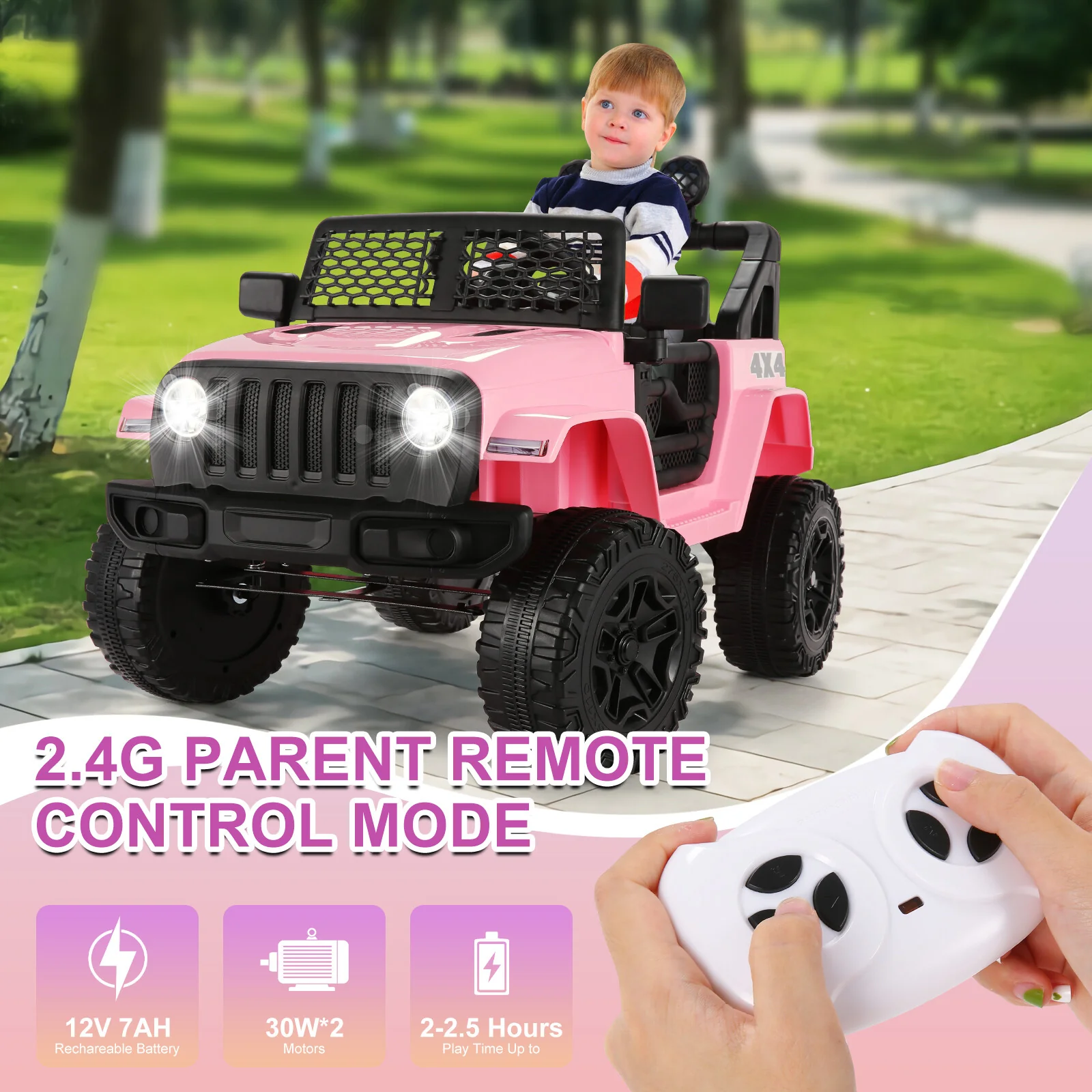 12V Electric Kids Ride-On Jeep Car with Remote Control, Music, and Powered Wheels - Image 12