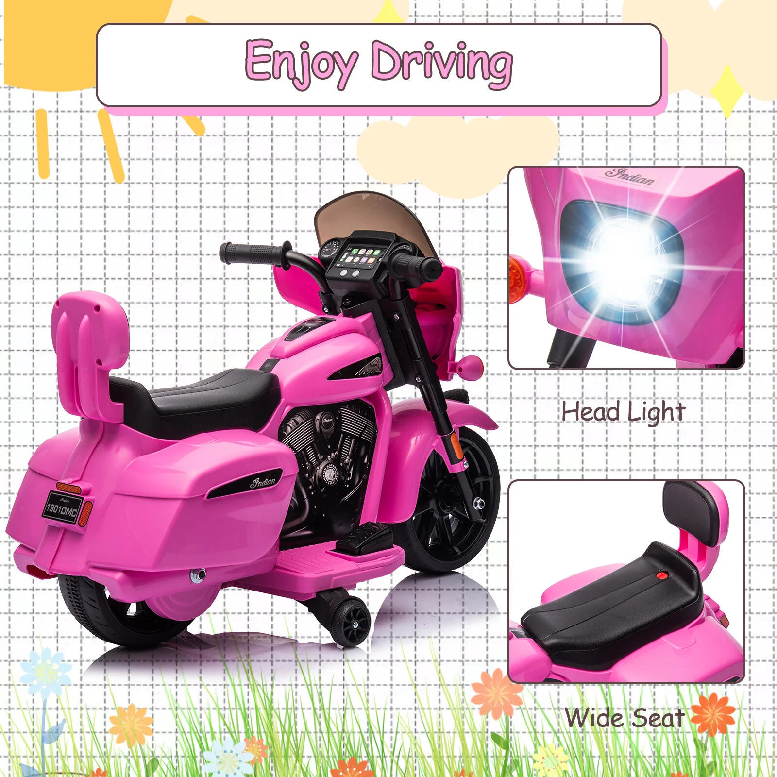 Electric Kids Ride-On Dirt Bike with Training Wheels and USB Charging - Image 4