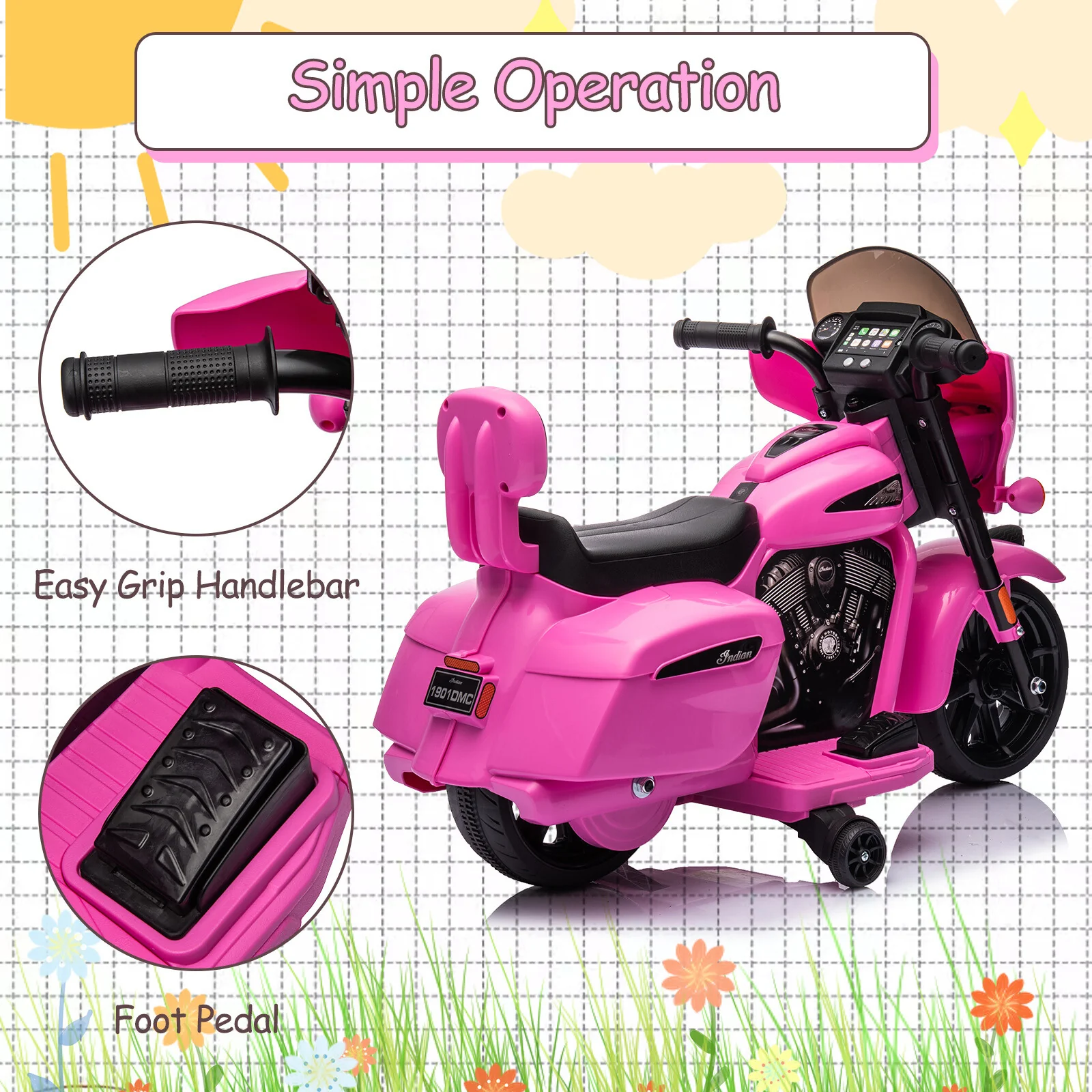 Electric Kids Ride-On Dirt Bike with Training Wheels and USB Charging - Image 5