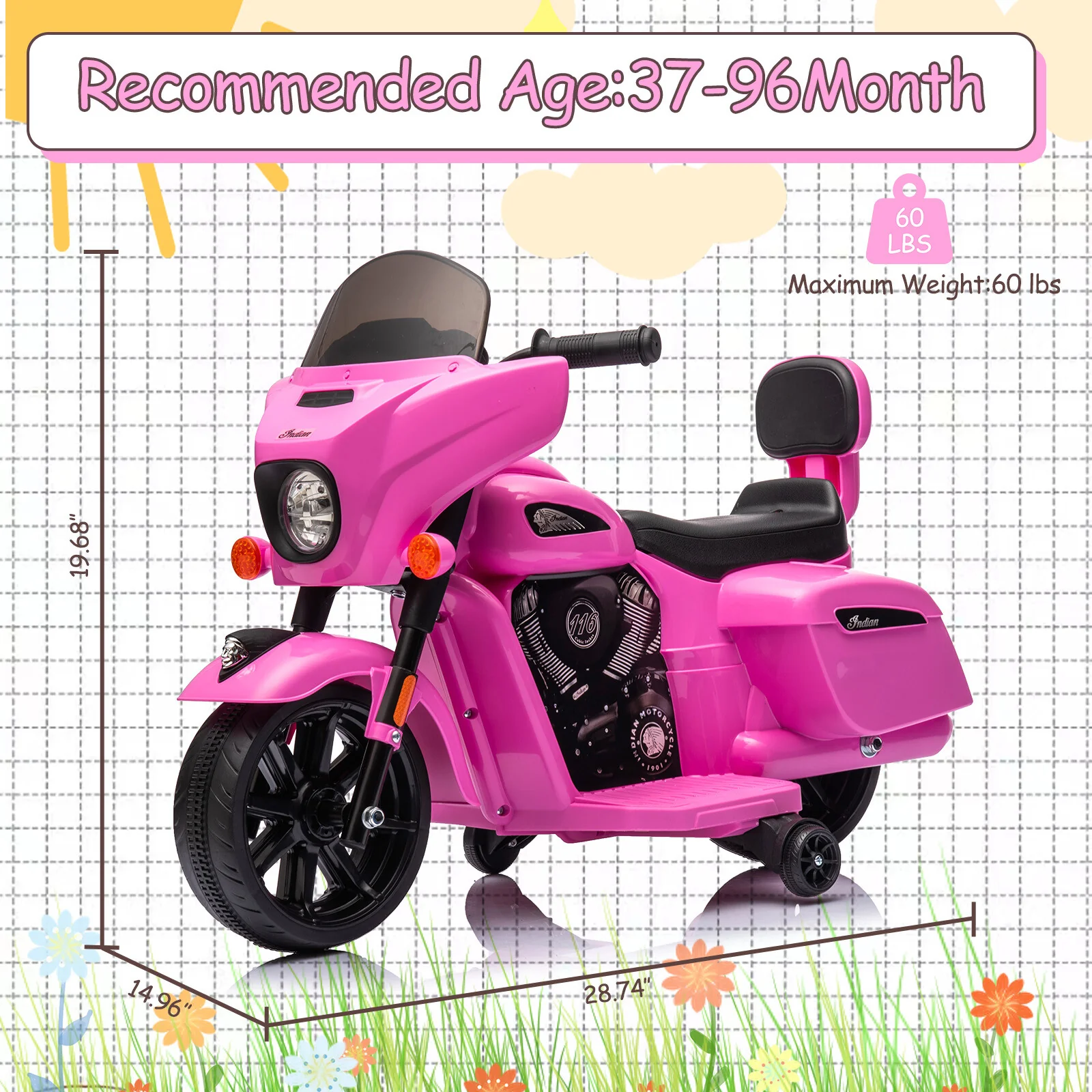 Electric Kids Ride-On Dirt Bike with Training Wheels and USB Charging - Image 7