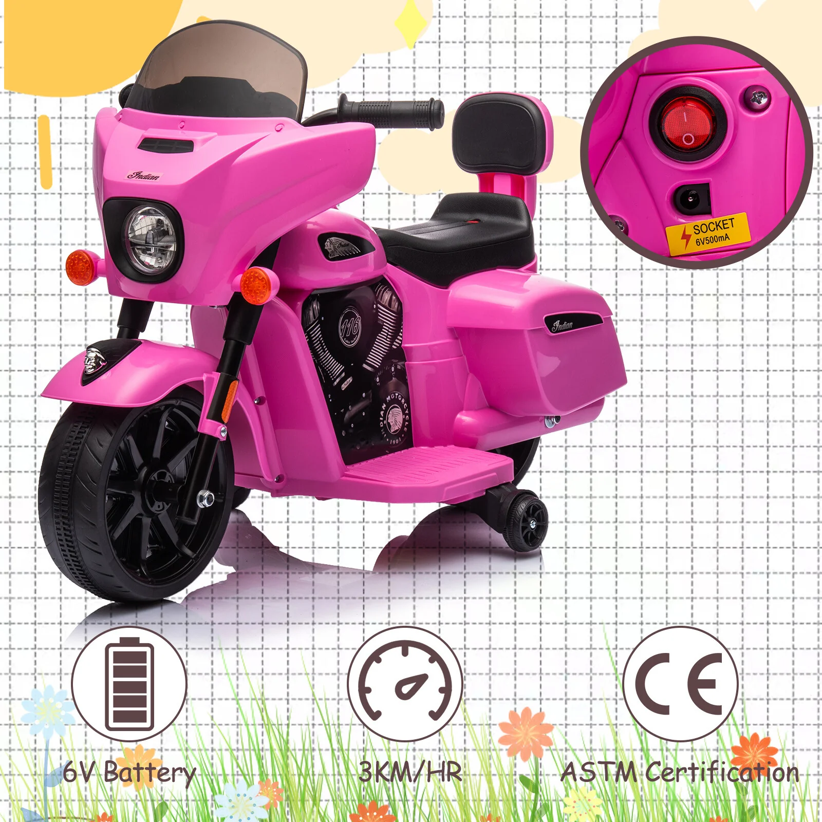 Electric Kids Ride-On Dirt Bike with Training Wheels and USB Charging - Image 8