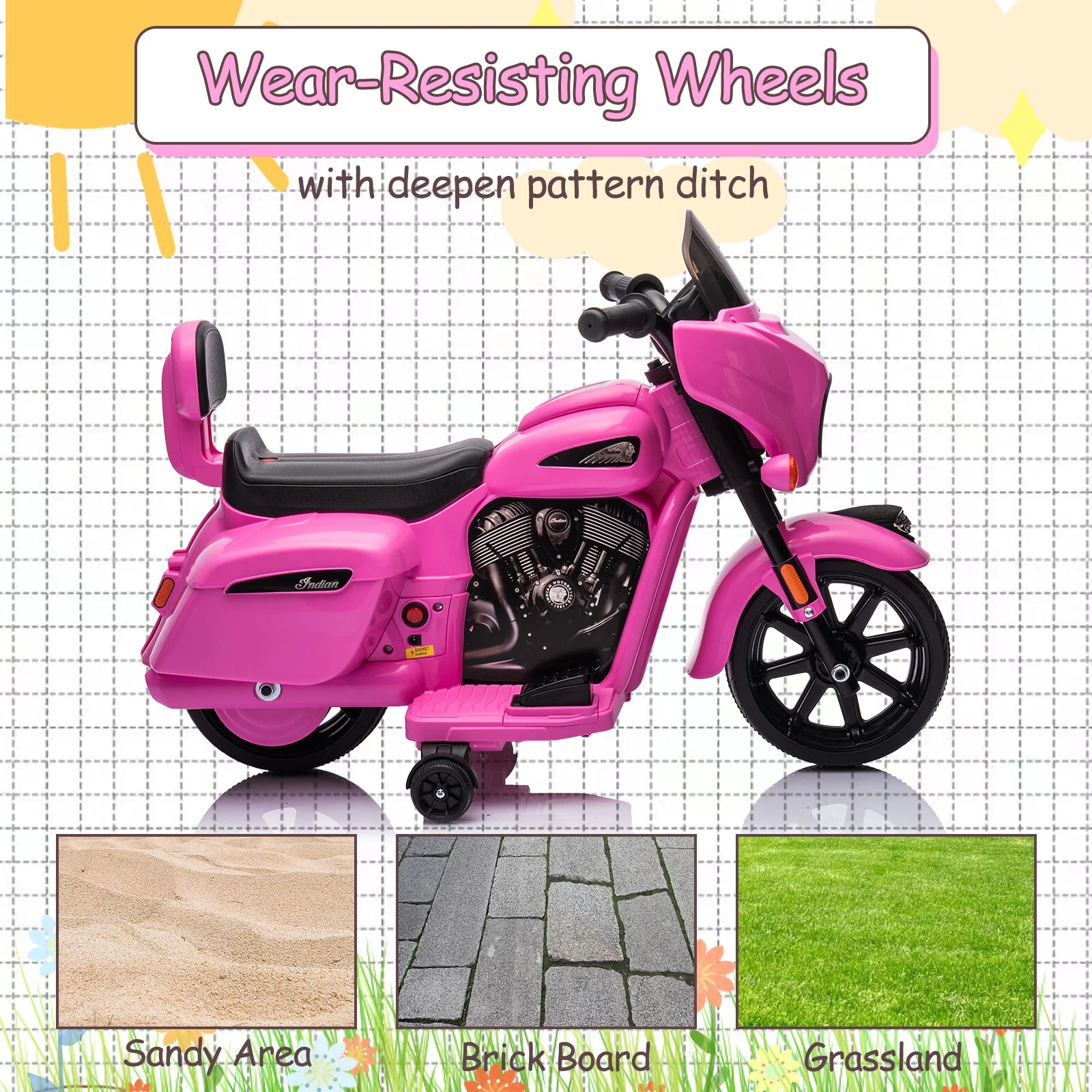 Electric Kids Ride-On Dirt Bike with Training Wheels and USB Charging - Image 9