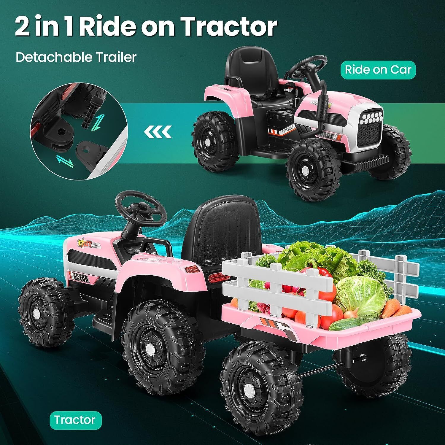 Electric Kids Ride On Tractor with Trailer - Perfect Christmas Gift! - Image 8