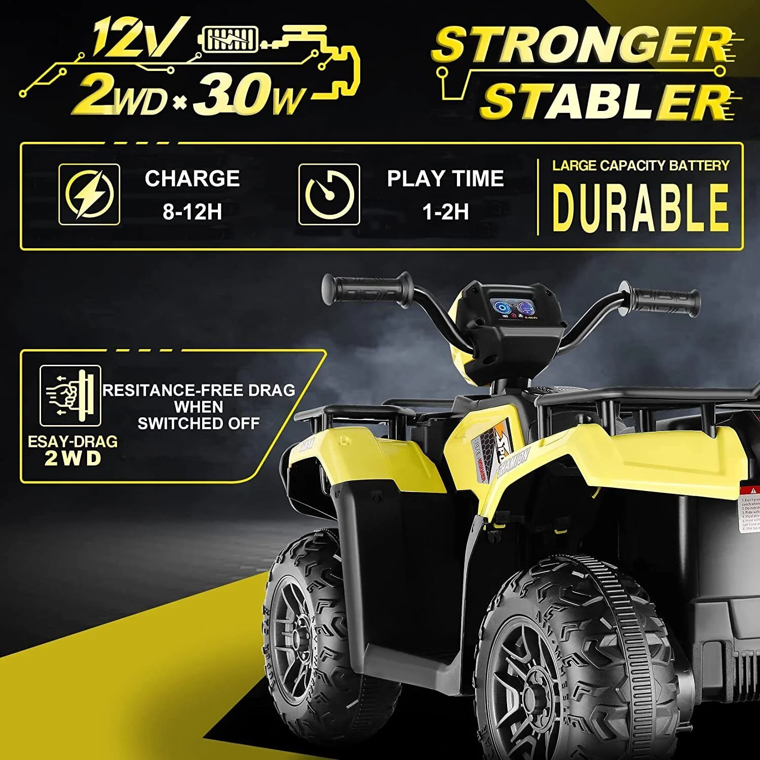 Electric Quad ATV Car for Kids - 12V Battery Powered 4-Wheeler Truck - Image 43