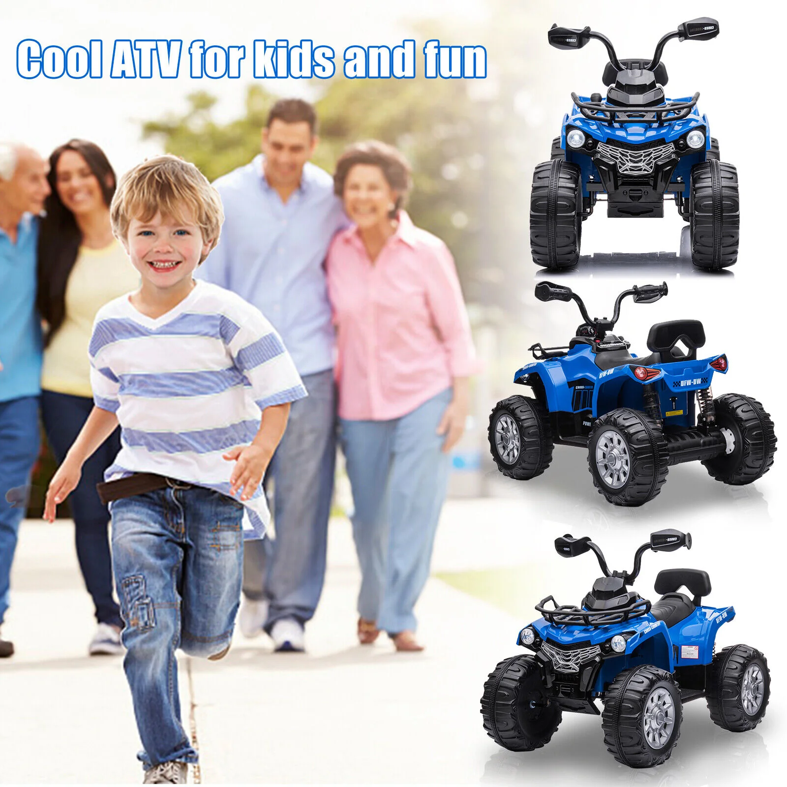 Electric Ride-On ATV for Kids with MP3 Player and Headlights - 2 Speeds, 12V, 4-Wheeler Quad - Image 3