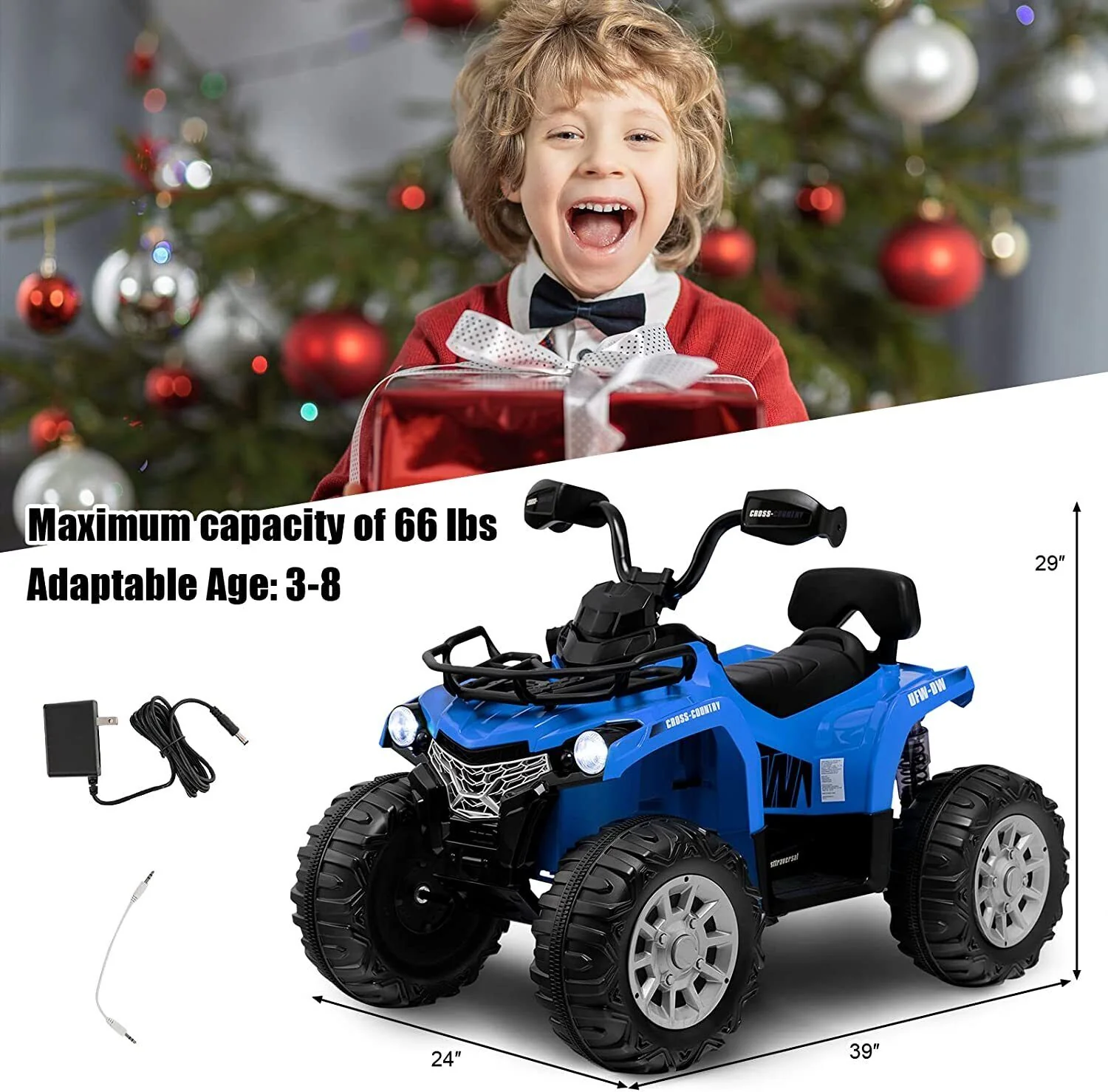 Electric Ride-On ATV for Kids with MP3 Player and Headlights - 2 Speeds, 12V, 4-Wheeler Quad - Image 5