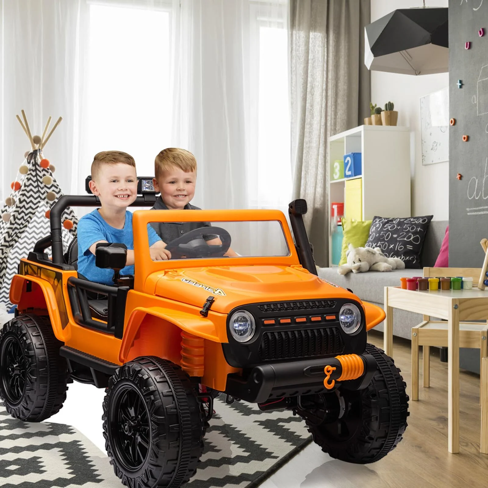 Electric Ride-On Truck for Kids 2-Seater Battery Powered with 4x35W Wheels - Image 13