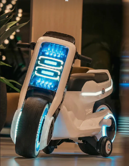 Electric Ride-On Kids Motorcycle Scooter Large Size with LED Lights - Image 11