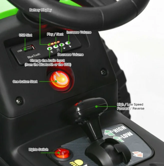 Electric Ride-On Tractor for Kids with Remote Control, Detachable Trailer, Lights, and MP3 Music - Image 5