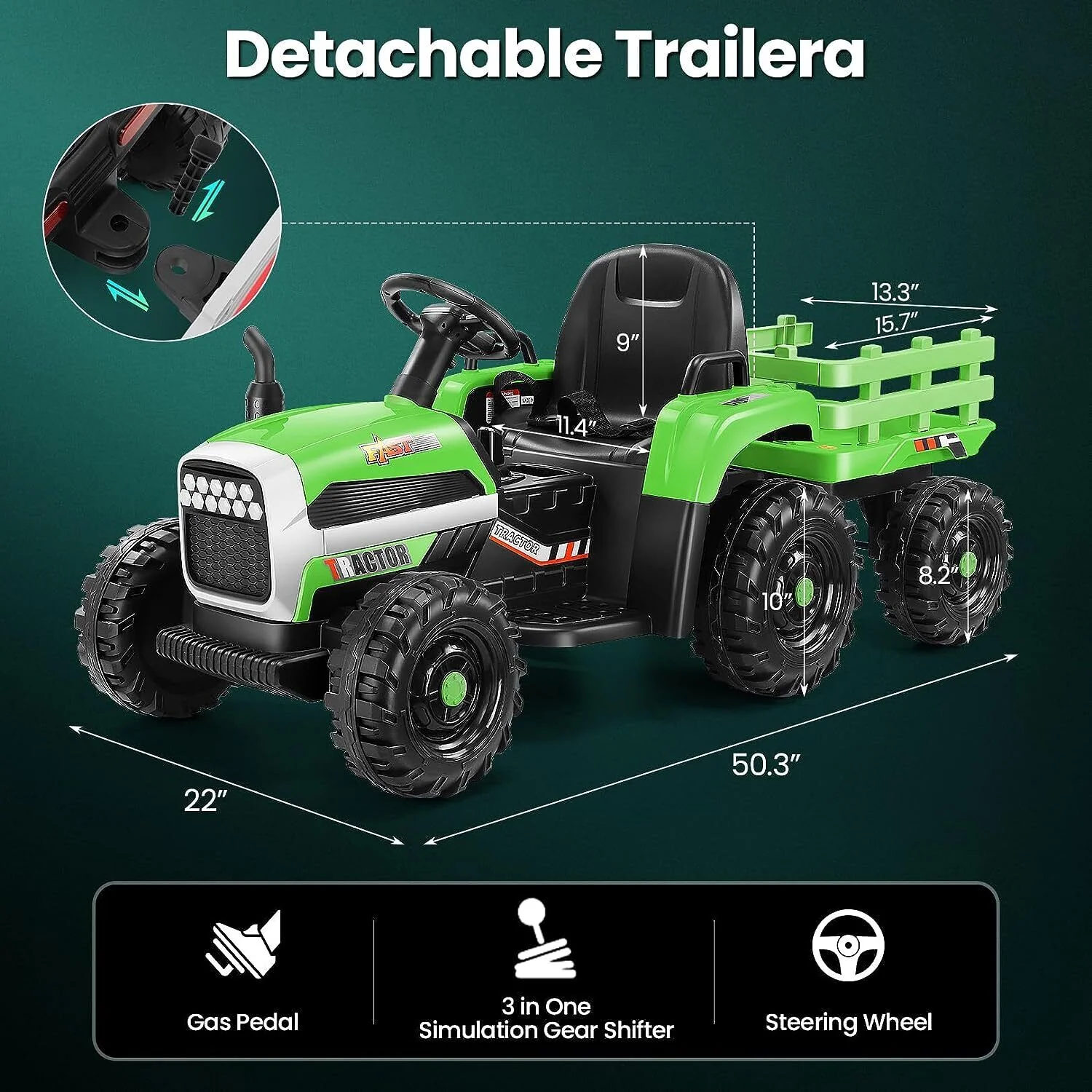 Electric Ride-On Tractor for Kids with Remote Control, LED Lights, and Music Player - Image 30