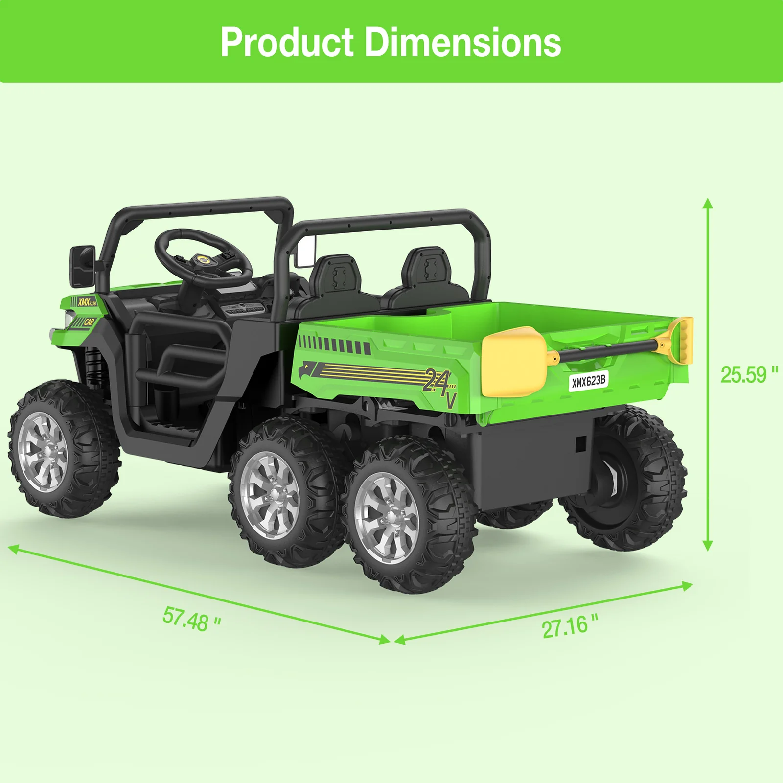 24V Battery-Powered 4WD Electric Ride-On Utility Dump Truck for Kids - Image 8