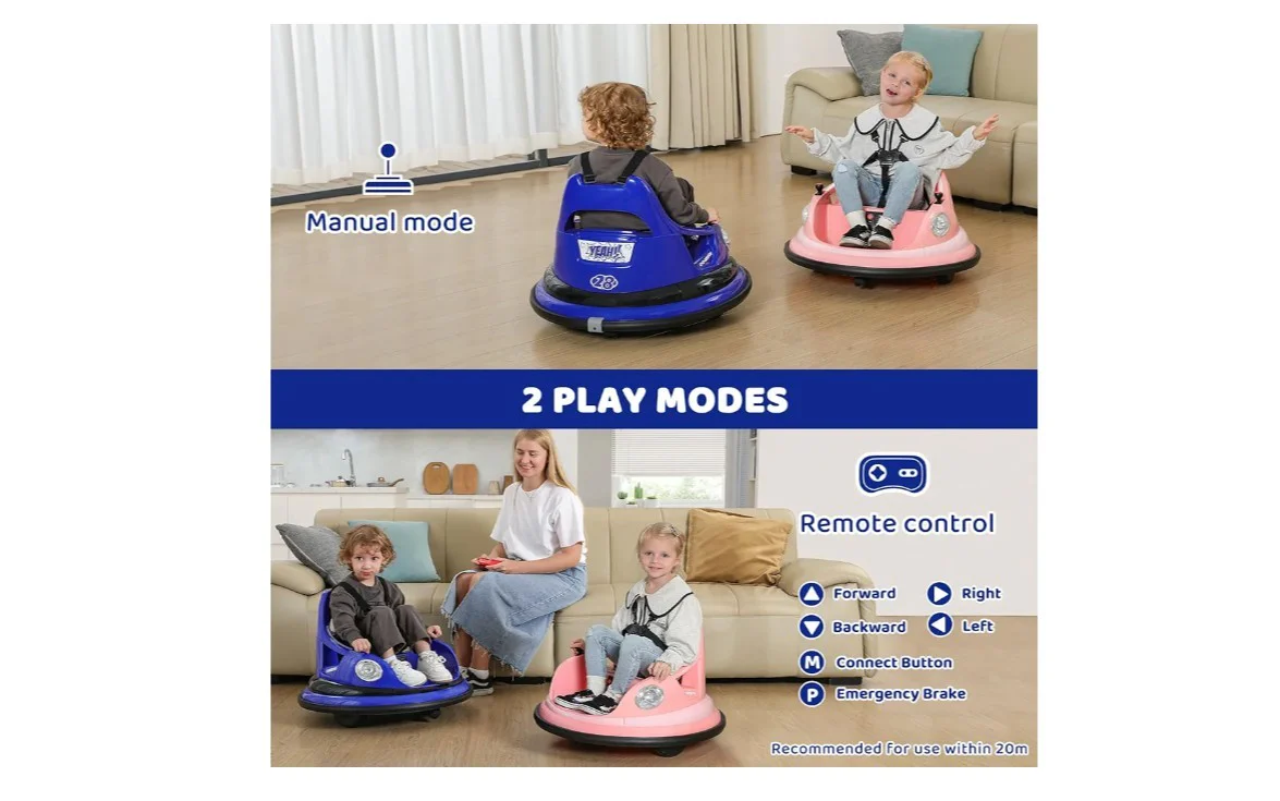 Ride-On Bumper Car for Toddlers with 12V Battery and 1.9 MPH Max Speed - Image 4