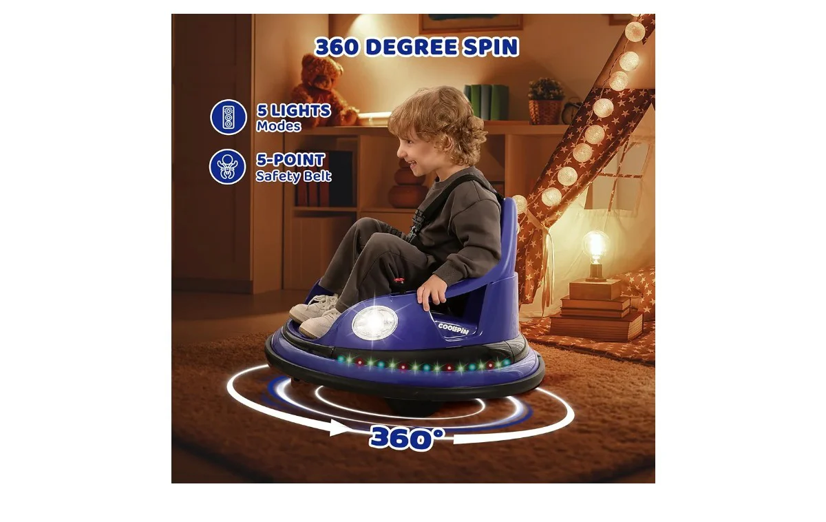Ride-On Bumper Car for Toddlers with 12V Battery and 1.9 MPH Max Speed - Image 5