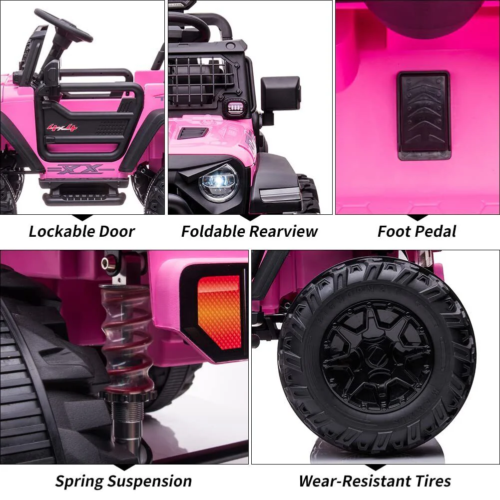 Extra Large Pink Ride-On Car for Kids with 24V Battery and 2 Seats - Includes Remote Control for Parental Supervision - Image 2
