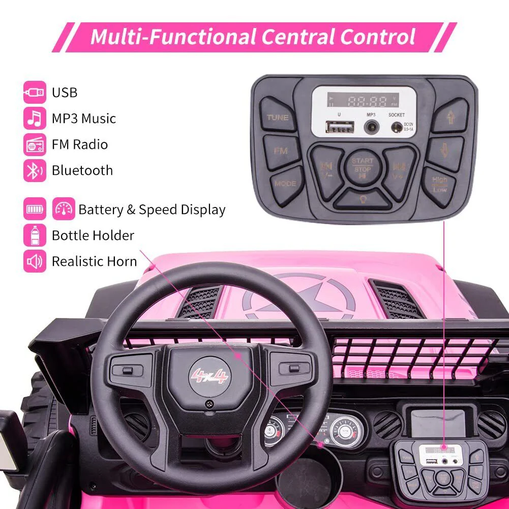 Extra Large Pink Ride-On Car for Kids with 24V Battery and 2 Seats - Includes Remote Control for Parental Supervision - Image 3