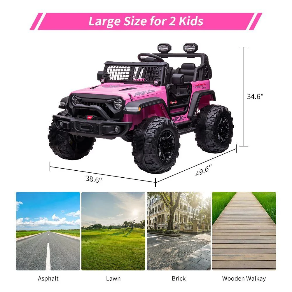Extra Large Pink Ride-On Car for Kids with 24V Battery and 2 Seats - Includes Remote Control for Parental Supervision - Image 7