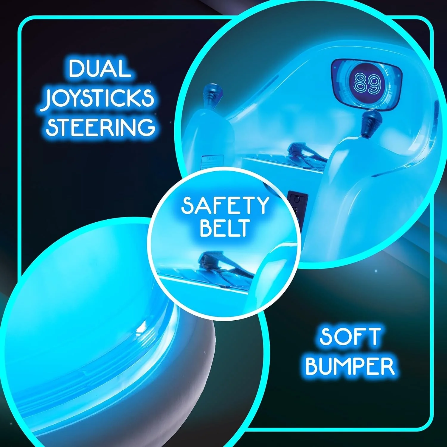 6V Blue Glow Bumper Car for Toddlers with 360° Spin and Bumping Action - Image 4