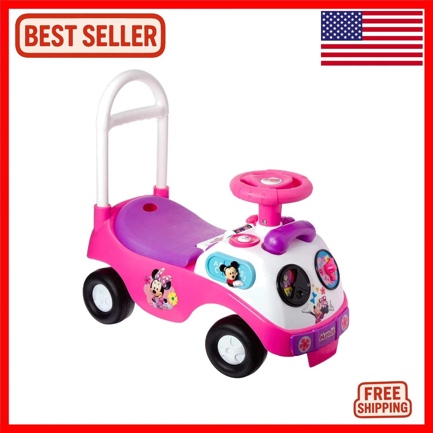 Educational Minnie Mouse Ride-On Toy for Toddlers with Music and Sound Features - Image 8