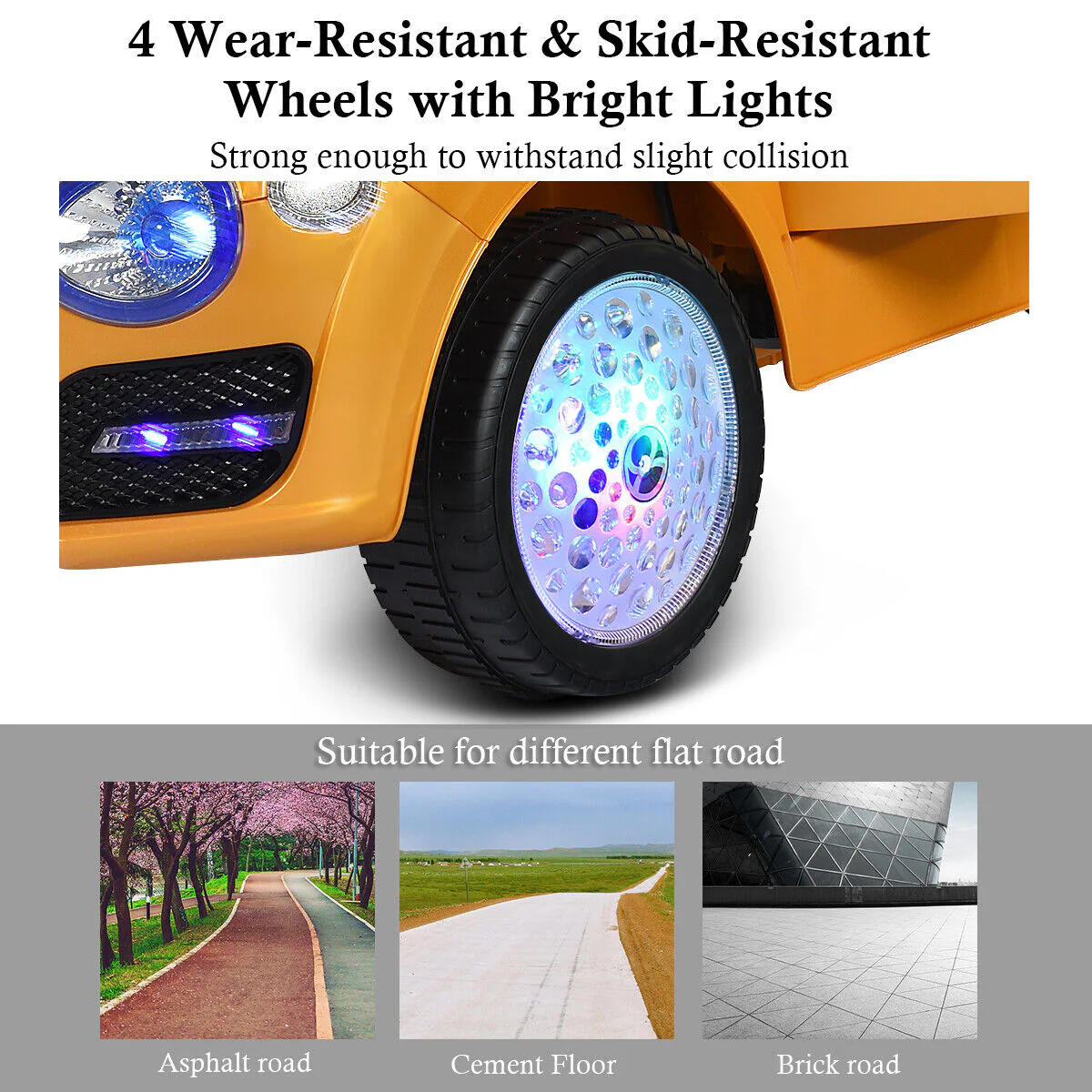 Gold 6V Kids Ride On Car with RC Remote Control, MP3 Player, and Opening Doors - Image 4