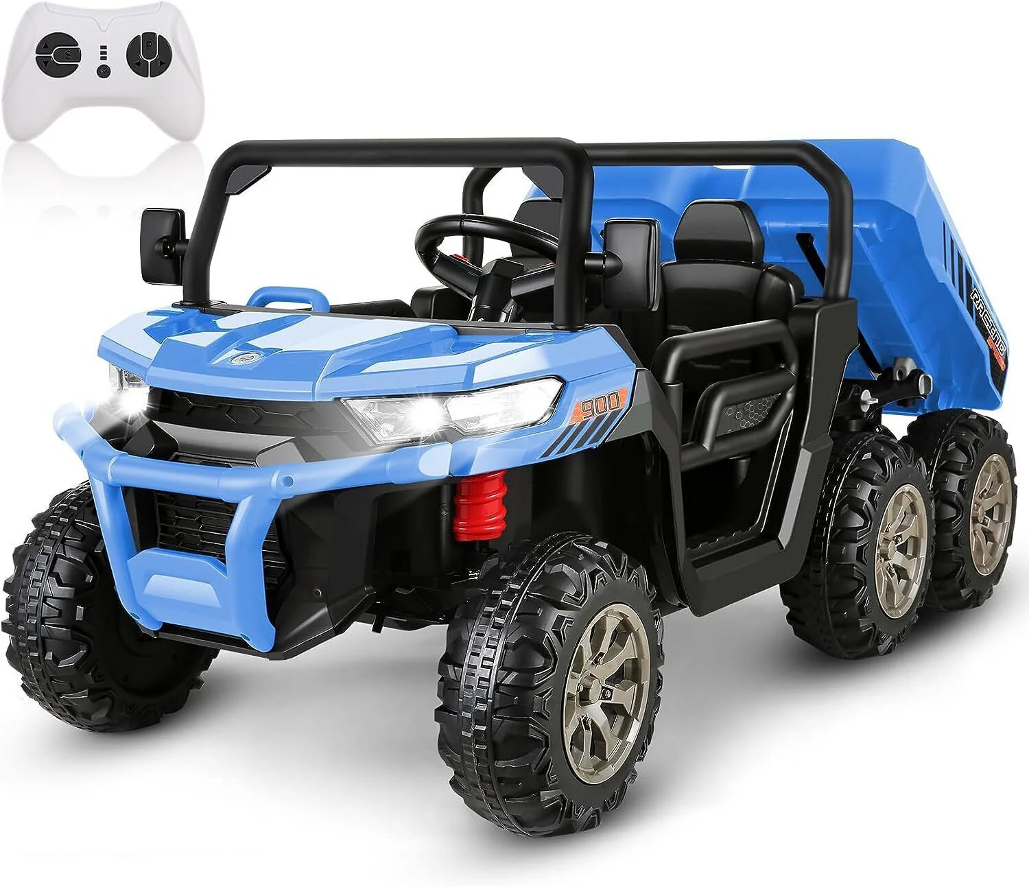 Large 24V Battery-Powered 2-Seater Kids Ride-On RC Tractor with Dump Bed - Image 9
