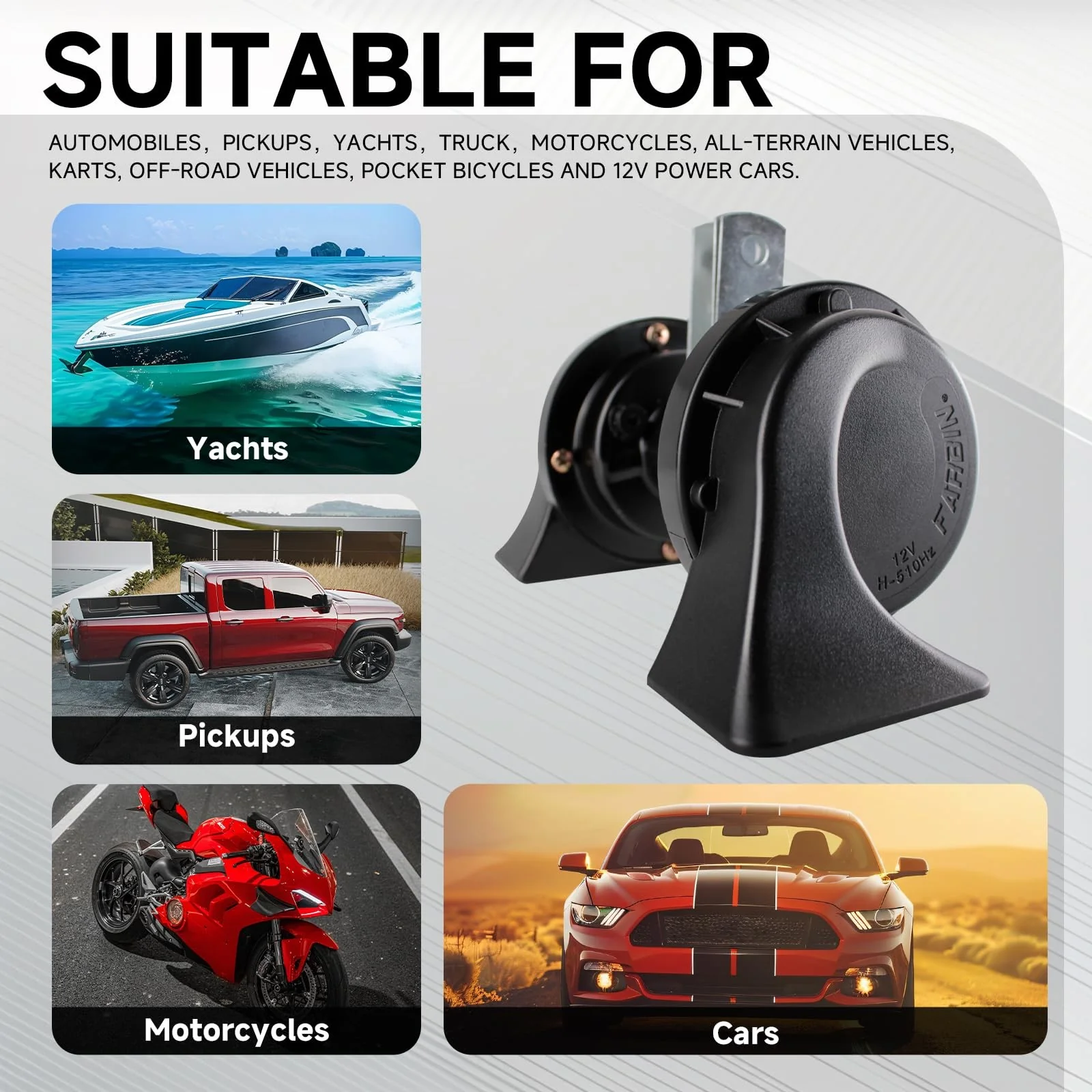 12V Electric Dual-Tone Loud Waterproof Snail Car Horn - Image 3