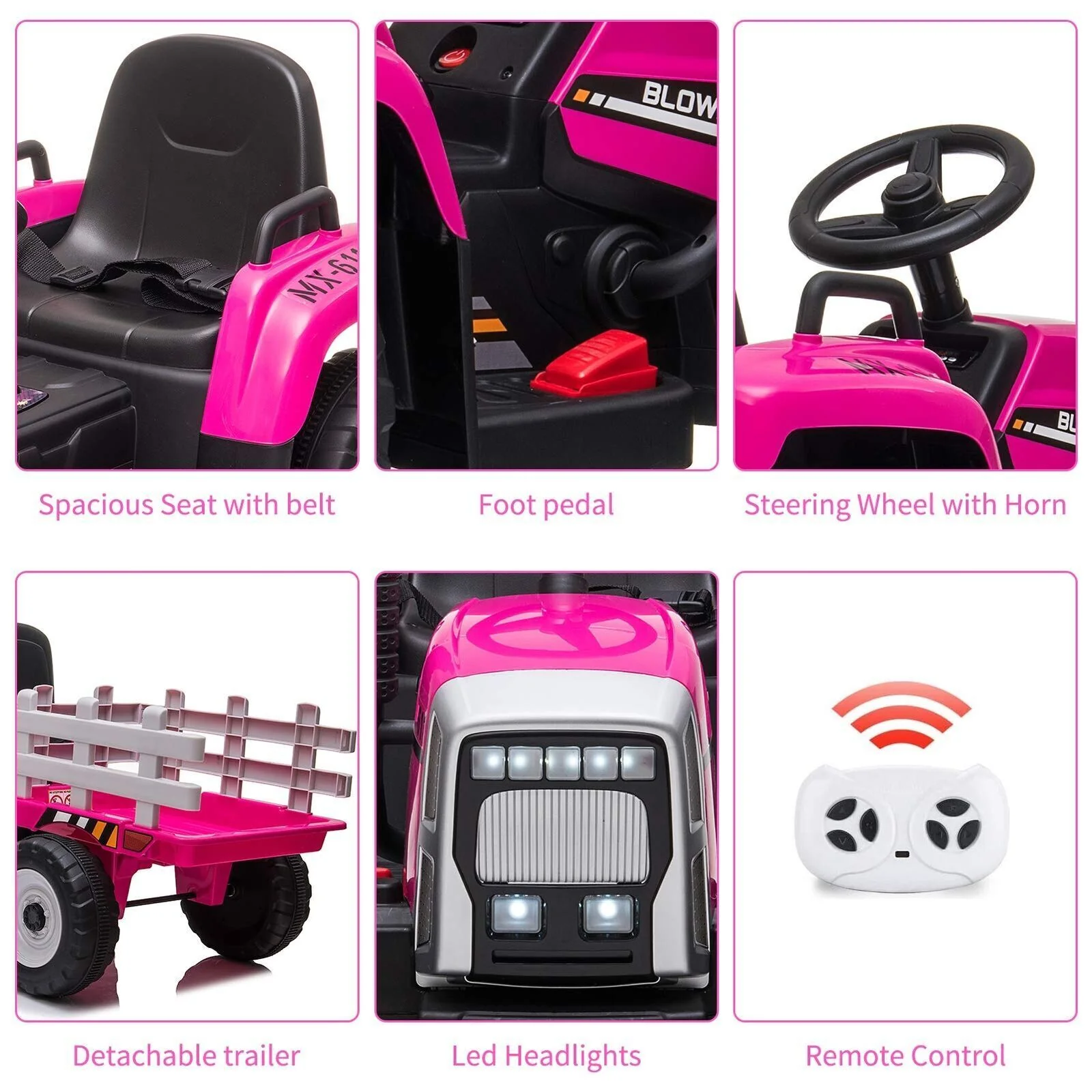 Interactive 12V Ride-On Tractor Truck with Music and Detachable Trailer - Perfect Gift for Boys and Girls - Image 5