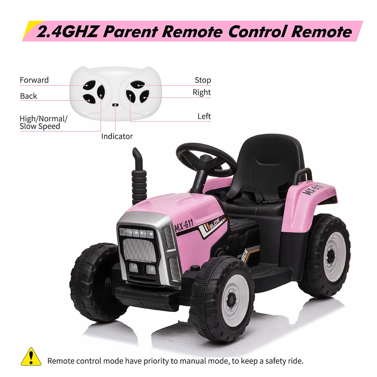Interactive 12V Ride-On Tractor Truck with Music and Detachable Trailer - Perfect Gift for Boys and Girls - Image 7