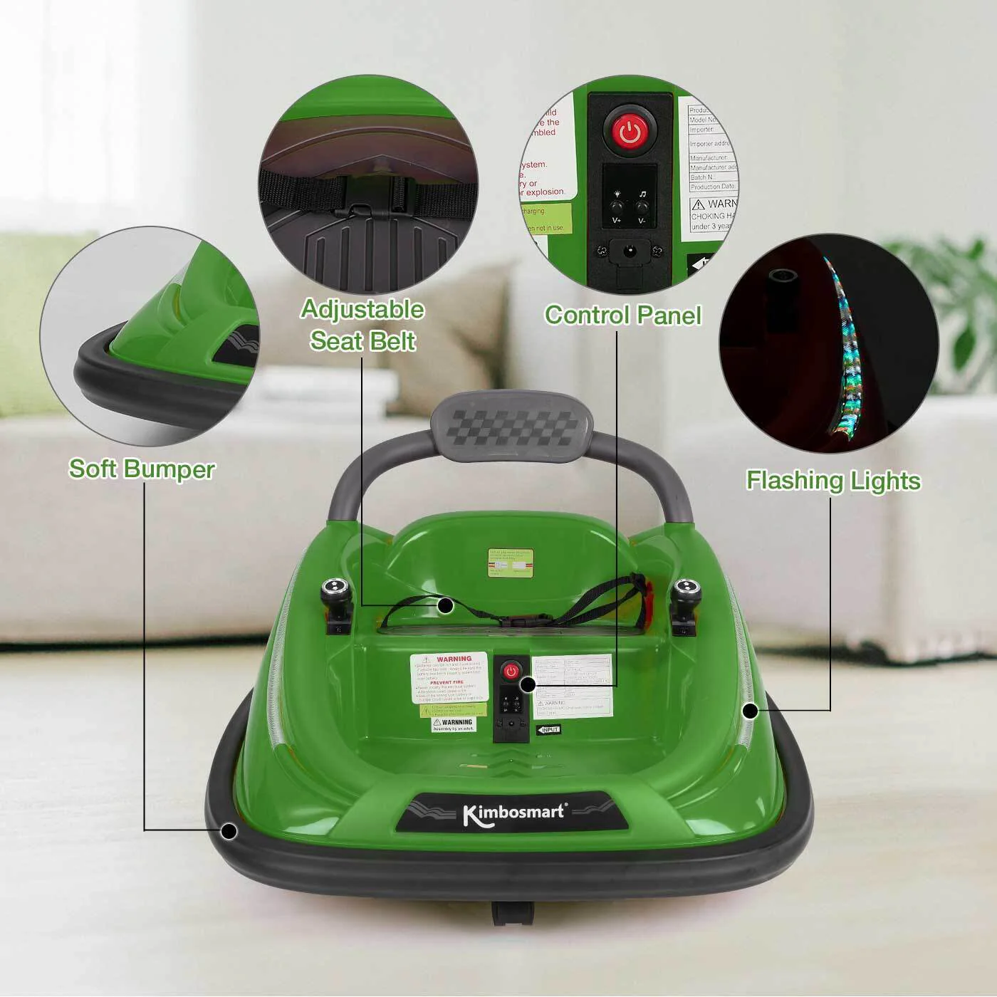 Interactive 6V Bumper Car for Kids with Remote Control, Flashing Lights, Music, and Customizable Stickers - Perfect Gift for Creative Playtime - Image 5