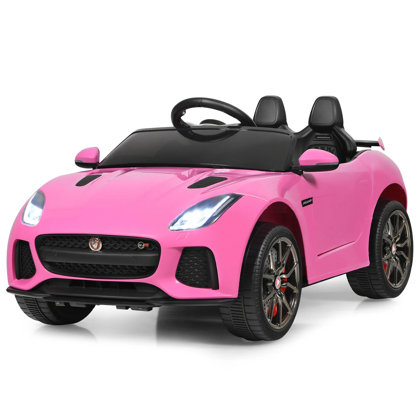 Jaguar F-Type SVR 12V Licensed Kids Ride On Car with Lights & Remote Control - Pink - Image 6