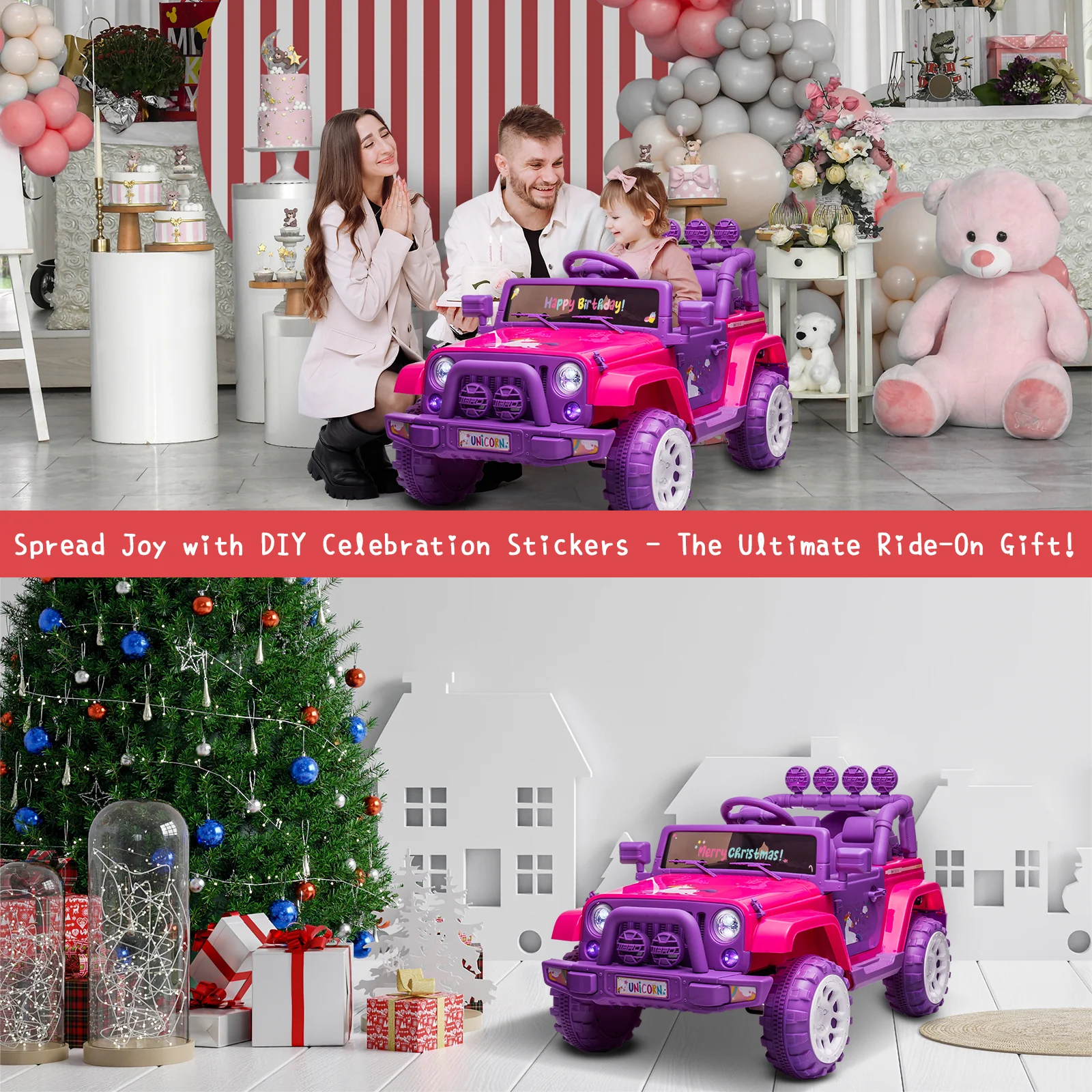 Jeep Kids Ride On Car with Parent Remote Control, Customizable Stickers, and LED Lights - 12V - Image 32